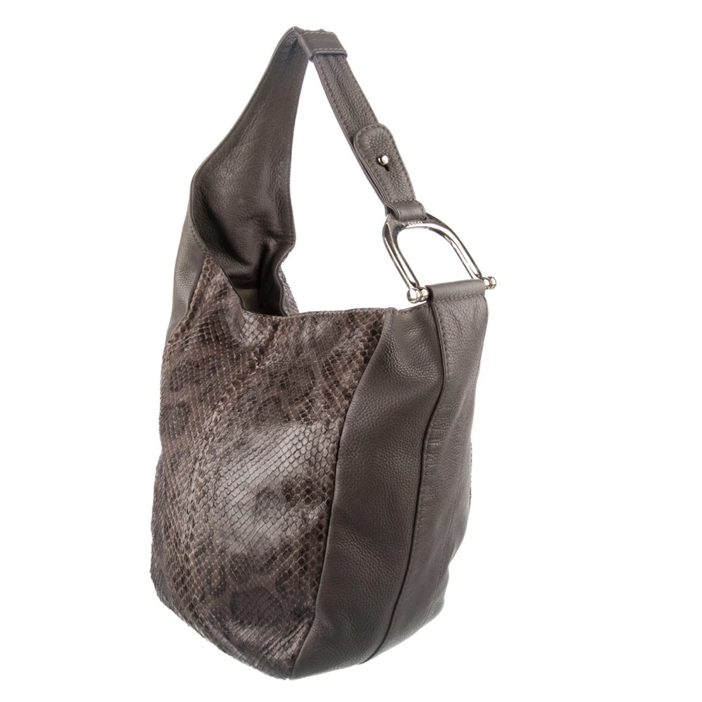 Authentic Gucci Python Greenwich Hobo Handbag (RARE) Grey Python - Picture 6 of 11